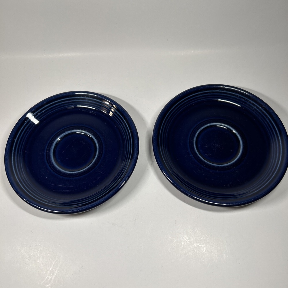 fiesta ware 2 Cobalt Blue‎ Cup Saucers 6 Inch
